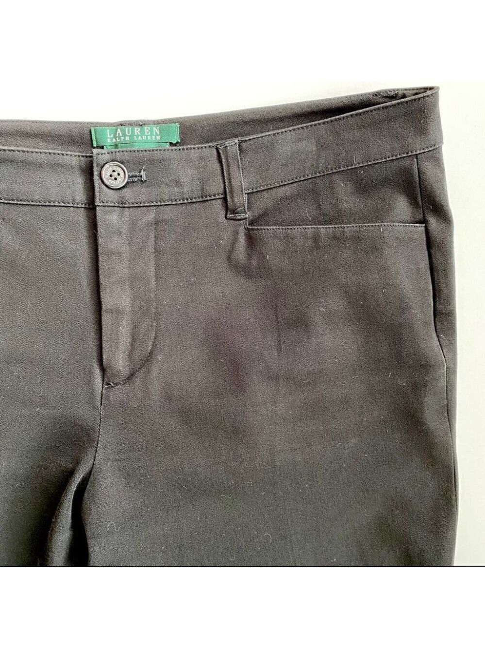 Ralph Lauren Adelle high waisted pants, straight leg, black, stretch cotton